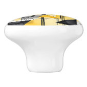 モダン抽象芸術黄色と黒の水色 セラミックノブ (側面)