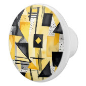 モダン抽象芸術黄色と黒の水色 セラミックノブ (右)