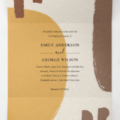 モダン抽象芸術黄色オ芸術的レ結婚ンジT 三つ折り招待状 (内部中)