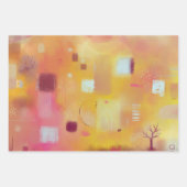 モダン抽象芸術黄 ラッピングペーパーシート (正面)