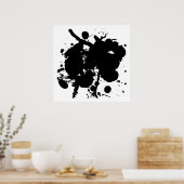 モダン抽象芸術黒点 ポスター (キッチン)