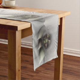 モダン抽象芸術3Dシェイプフラクタルアート ショートテーブルランナー