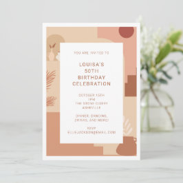 モダン抽象芸術50誕生日幾何自然図形 招待状