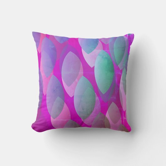 モダン抽象芸術 |マゼンタパープルピンクティール(緑がかった色) クッション (正面)