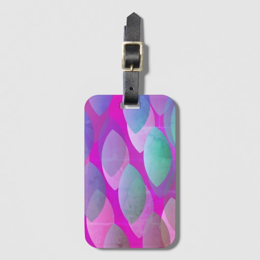 モダン抽象芸術 |マゼンタパープルピンクティール(緑がかった色) ラゲッジタグ (正面縦)