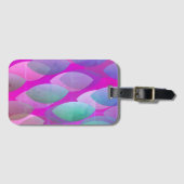 モダン抽象芸術 |マゼンタパープルピンクティール(緑がかった色) ラゲッジタグ (正面横)