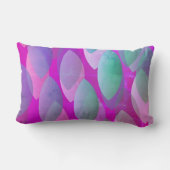 モダン抽象芸術 |マゼンタパープルピンクティール（緑がかった色） ランバークッション (裏面)