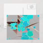 モダン抽象芸術 – 幾何学的、グレー、ターコイズ ポストカード (正面/裏面)