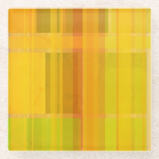モダン抽象芸術 |柑橘系カラフルカラー ガラスコースター (正面)