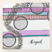 モダン抽象芸術、横ストライプ方向。カスタマイズ ガラスコースター (正面)