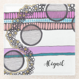 モダン抽象芸術、横ストライプ方向。カスタマイズ ガラスコースター