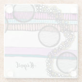 モダン抽象芸術、横ストライプ方向。カスタマイズ ガラスコースター (裏面)