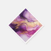 モダン抽象芸術 – 紫ピンクと金ゴールド スタンダードカクテルナプキン (角)