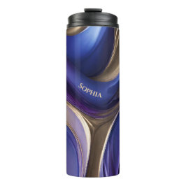 モダン抽象芸術 – 青、紫、金ゴールド タンブラー