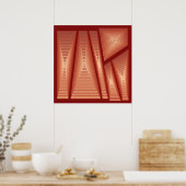 モダン抽象芸術- 3-dピラミッド、銅 ポスター (キッチン)