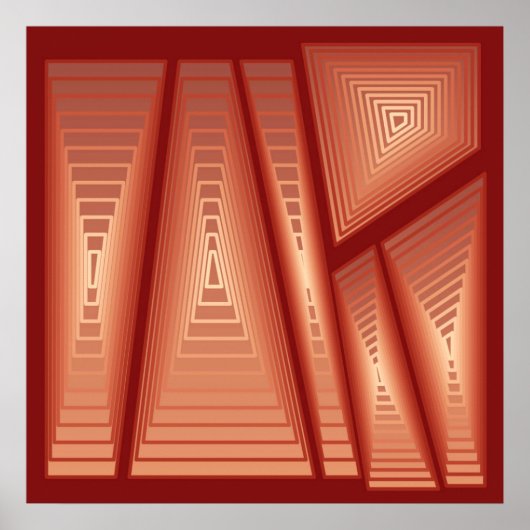 モダン抽象芸術- 3-dピラミッド、銅 ポスター (正面)