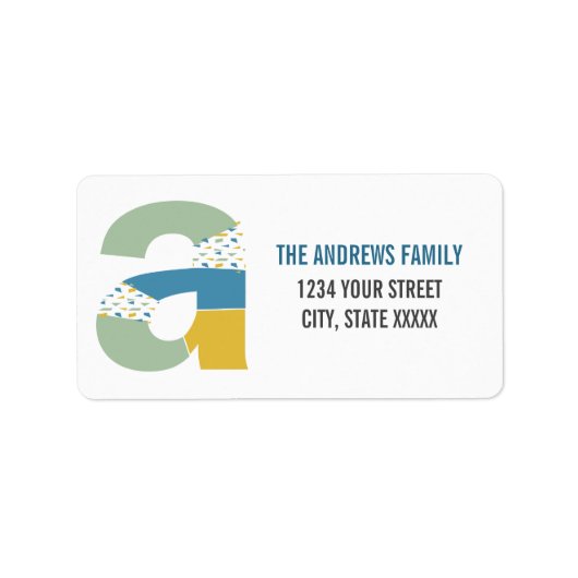 モダン抽象芸術Aモノグラムイニシャル住所 ラベル (正面)
