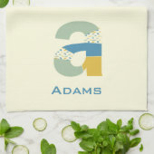 モダン抽象芸術Aモノグラムイニシャル キッチンタオル (折り畳み)