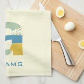 モダン抽象芸術Aモノグラムイニシャル キッチンタオル (四つ折り)
