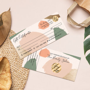 モダン抽象芸術Earthトーン金ゴールドギフト証明書