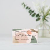 モダン抽象芸術Earthトーン金ゴールド署名スクリプト 名刺 (スタンド正面)