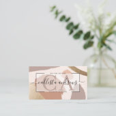 モダン抽象芸術Earthトーン金ゴールド署名スクリプト 名刺 (スタンド正面)