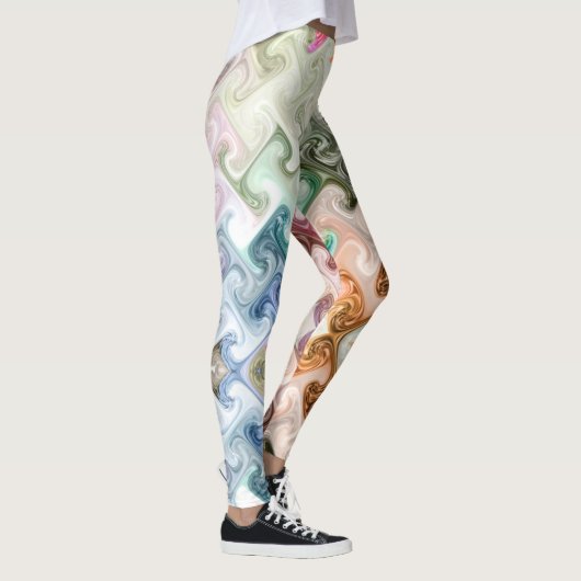 モダン抽象芸術H,i文字カラフル渦巻形の効果 レギンス (右)