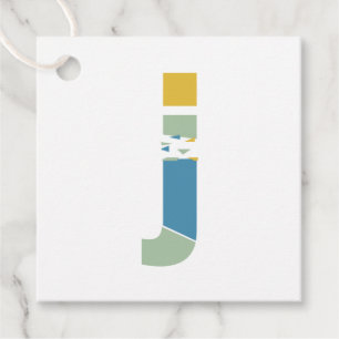 モダン抽象芸術Jモノグラムパーソナライズされた フェイバータグ