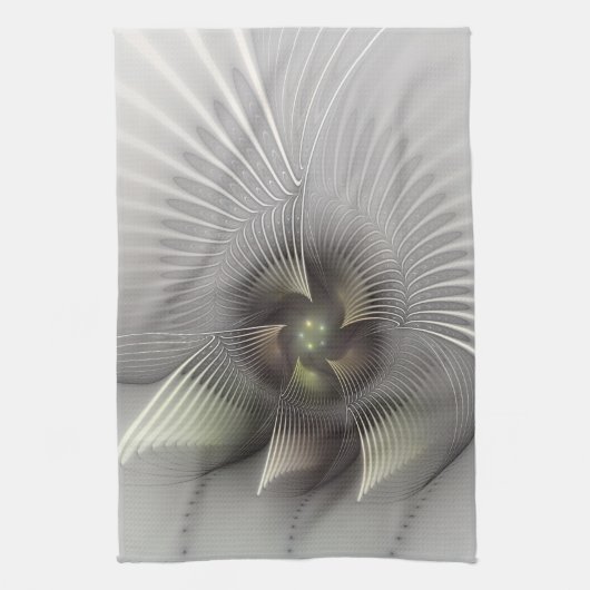 モダン抽象3D形状フラクタルアート キッチンタオル (縦)