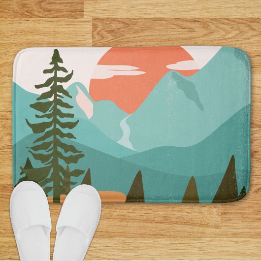 モダン抽象 森 山 日の出 バスマット