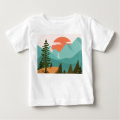 モダン抽象 森 山 日の出 ベビーTシャツ (正面)