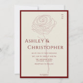 モダン描フローラクリムンレッド結婚ズ 招待状 (正面)
