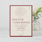 モダン描フローラクリムンレッド結婚ズ 招待状 (スタンド正面)