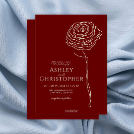 モダン描フローラクリムンレッド結婚ズ 招待状