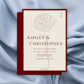 モダン描フローラクリムンレッド結婚ズ 招待状