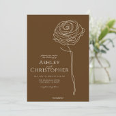 モダン描フローラゴールデン結婚ブラウン 招待状 (スタンド正面)