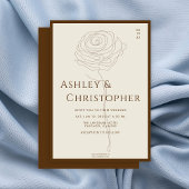 モダン描フローラゴールデン結婚ブラウン 招待状