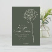 モダン描フローラダークモスグリーン結婚ズ 招待状 (スタンド正面)