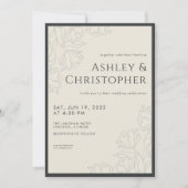 モダン描フローラブラック結婚オニキス 招待状 (正面)