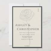 モダン描フローラブラック結婚オニキス 招待状 (正面)