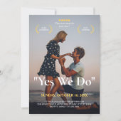 モダン提案結婚写真の映画テーマ 招待状 (正面)