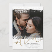 モダン救日の写真金ゴールドと白 招待状 (正面)