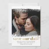 モダン救日の写真金ゴールドと白 招待状 (正面)