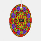 モダン教会ステンドガ絵画ラスの年 メタルオーナメント (正面右)