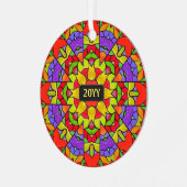 モダン教会ステンドガ絵画ラスの年 メタルオーナメント (正面左)