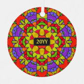 モダン教会ステンドガ絵画ラスの年 メタルオーナメント (正面)