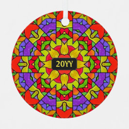 モダン教会ステンドガ絵画ラスの年 メタルオーナメント