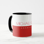 モダン教授（建築家）半赤ハーフホワイト コーヒーマグカップ (正面左)