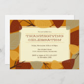 モダン散葉感謝祭お祝い 招待状 (正面/裏面)