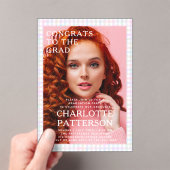 モダン数々のカラーのジンガム写真卒業パーティー アクリル招待状 (インサイチュ (ポータブル))